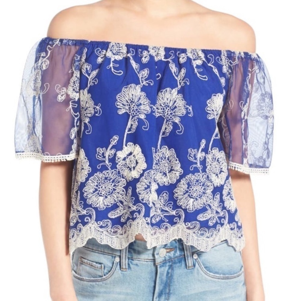 LOVERS+FRIENDS Life’s a beach floral blue top S - Picture 8 of 9